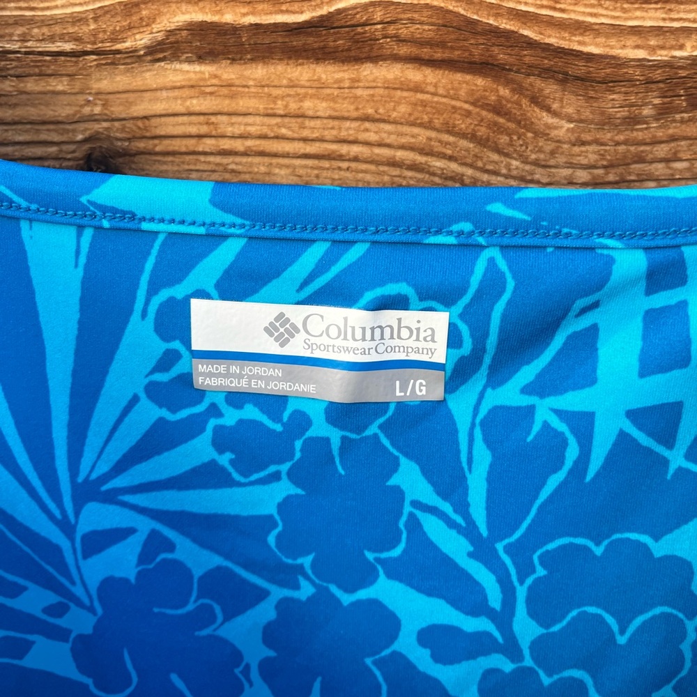 Columbia Blue Tropical Print Tank Dress